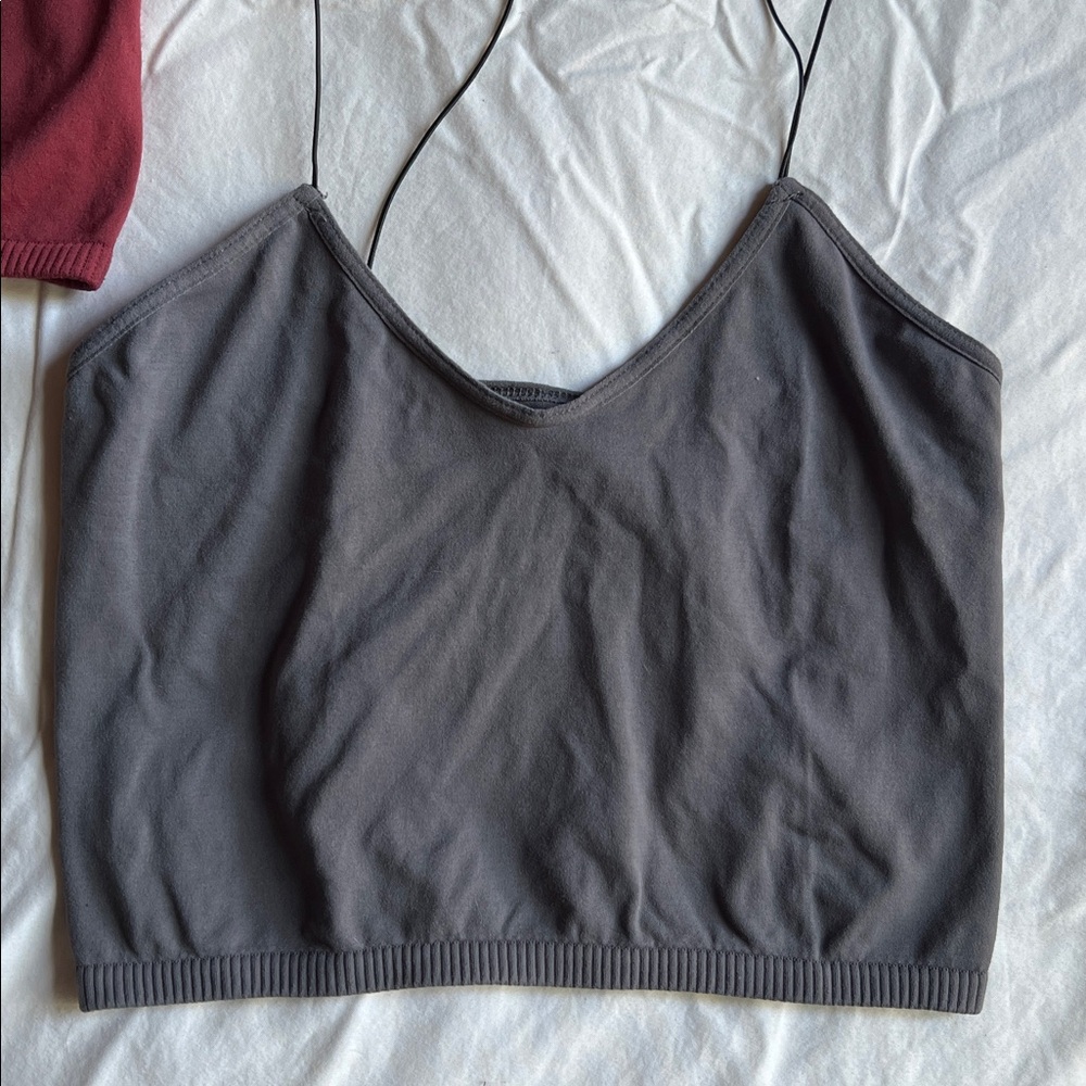 Intimately Free People Soft Cami Tops 2 Pair Grey Burgundy XS/S - Picture 2 of 7